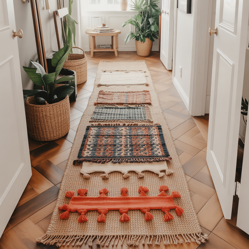 Boho Hallway: 20 Inspiring Ideas to Create a Free-Spirited Entryway 1 Layered Rugs for a Warm Welcome