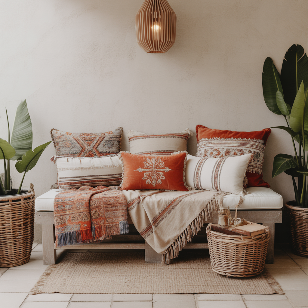 Layered Textiles on Benches