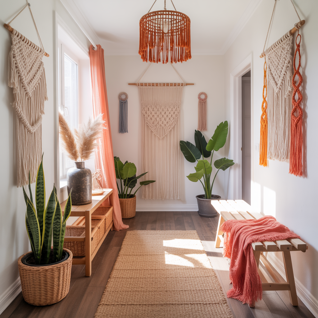 Boho Hallway: 20 Inspiring Ideas to Create a Free-Spirited Entryway 5 Macrame and Textile Accents