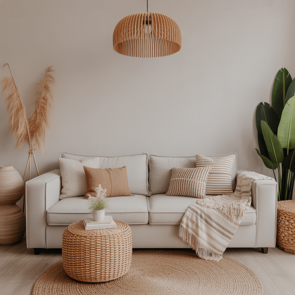 Minimalist Modern Couch with Subtle Boho Styling