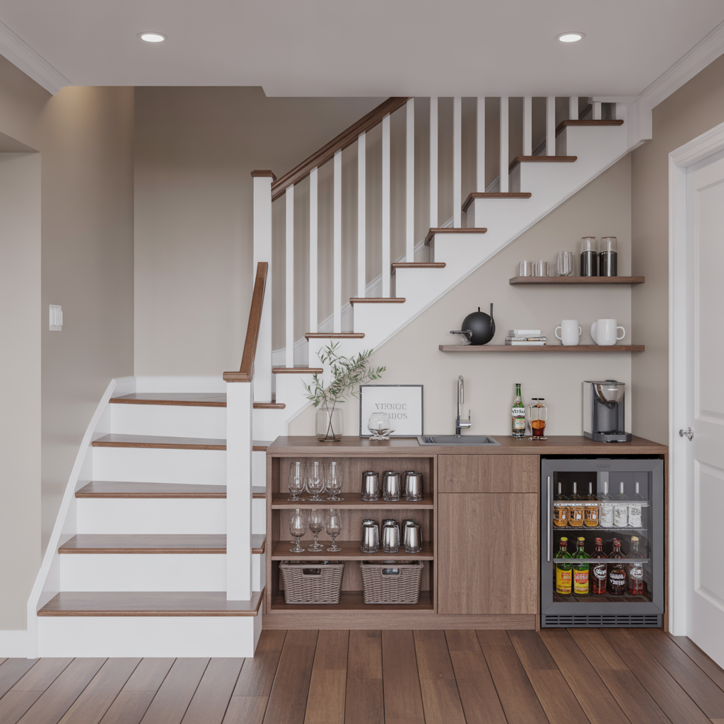 Storage Under Stairs: 20 Creative and Functional Ideas 10 Mini Bar or Coffee Station