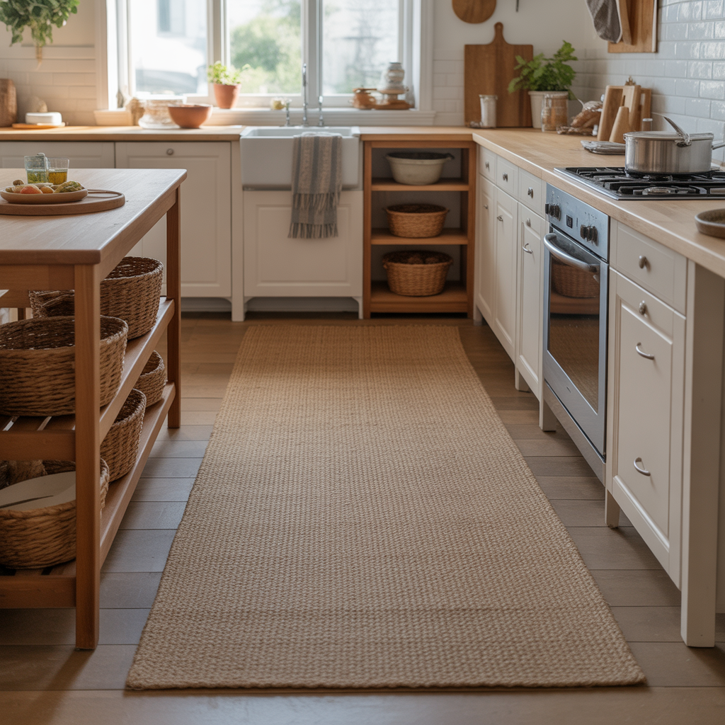 Earthy Kitchen: 20 Inspiring Ideas for a Natural and Grounded Space 11 Natural Fiber Rugs and Runners
