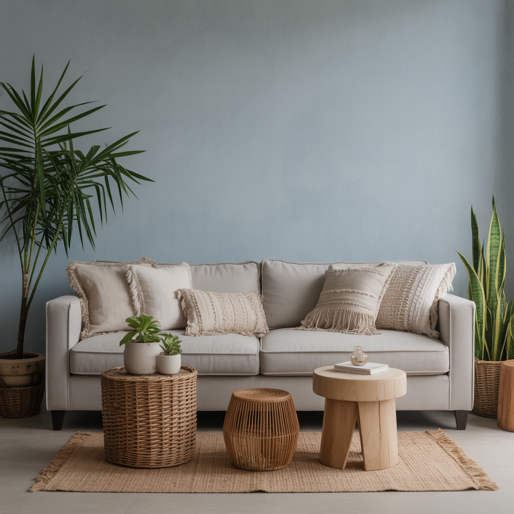 Neutral Linen Couch Styled with Layers
