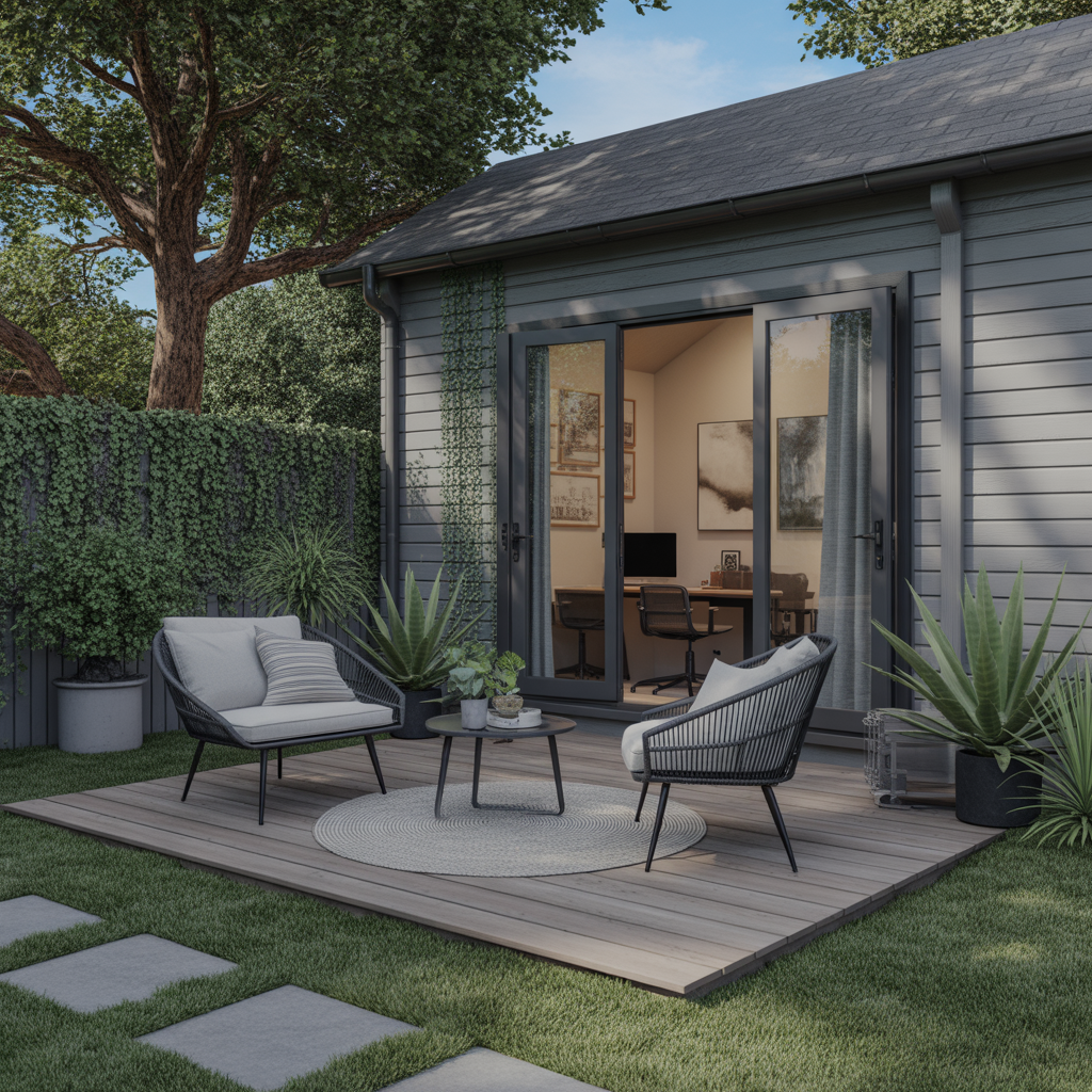 Backyard Office: 20 Creative Ideas to Build Your Dream Outdoor Workspace 18 Backyard Office with Patio Seating