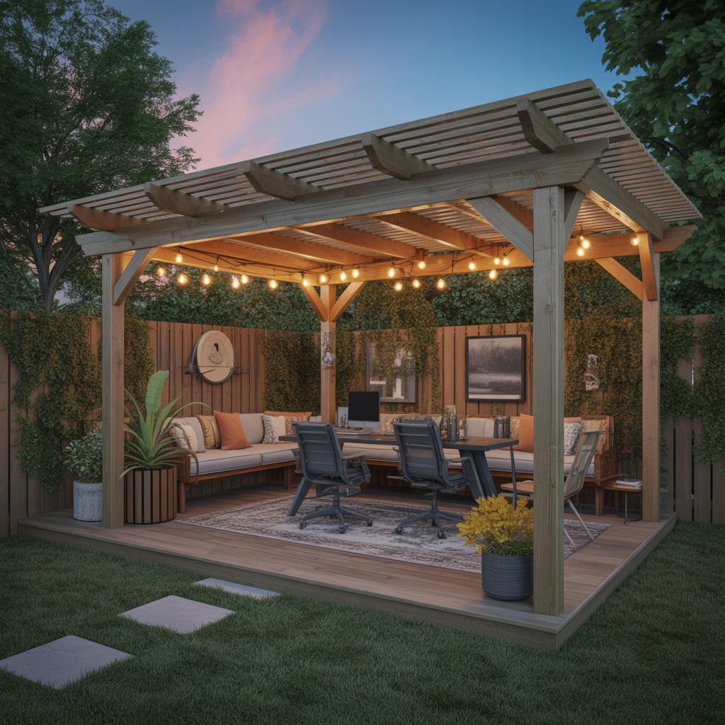 Backyard Office: 20 Creative Ideas to Build Your Dream Outdoor Workspace 9 Office Backyard with a Pergola Extension