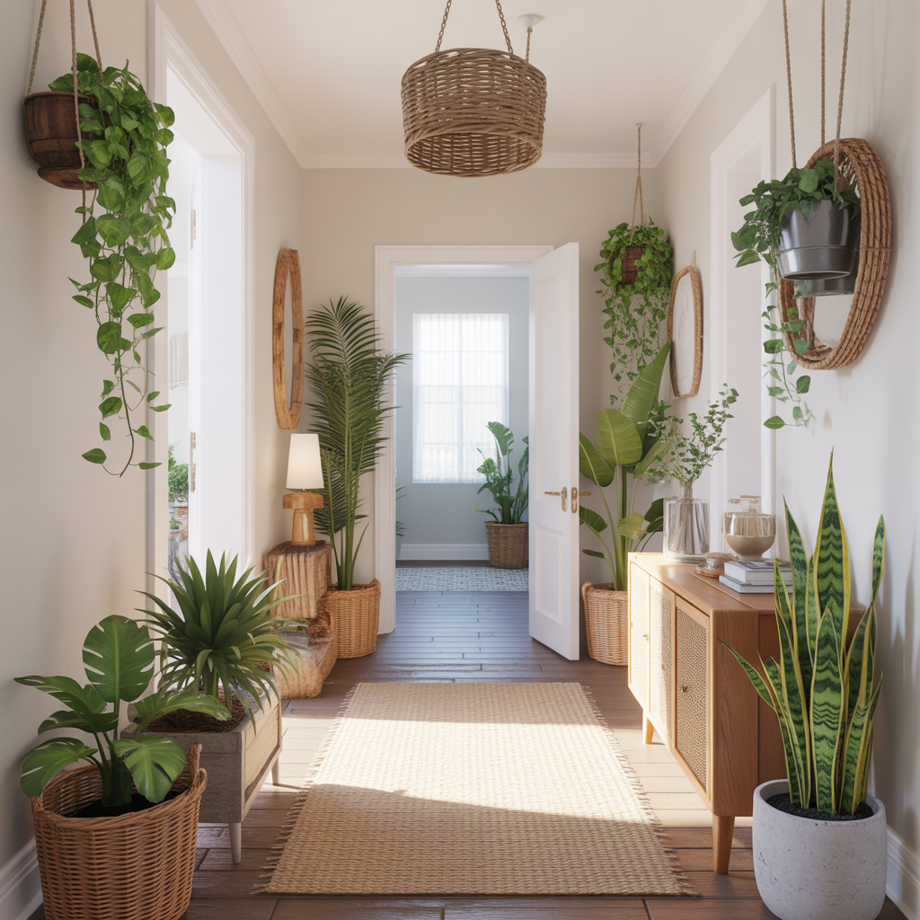Boho Hallway: 20 Inspiring Ideas to Create a Free-Spirited Entryway 3 Plants for a Fresh, Lively Atmosphere
