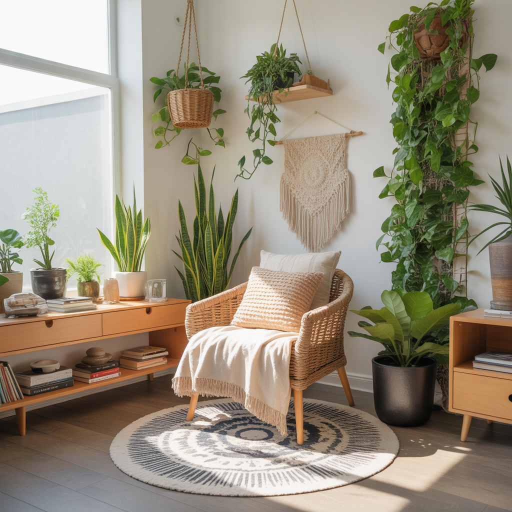 Boho Reading Nook :20 Creative Ideas for Designing Reading Nook 5 Plant-Filled Reading Haven