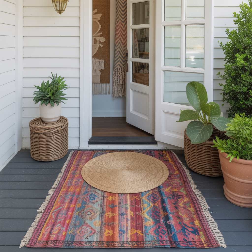 Layered Rugs for a Cozy Welcome