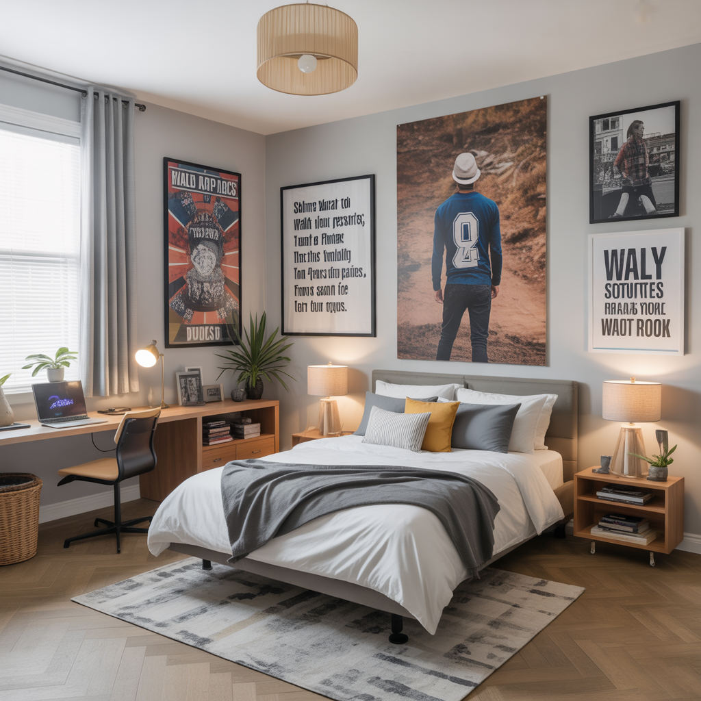 Dorm Room Decor for Guys: 20 Creative and Functional Ideas 2 Statement Wall Art That Defines Your Personality