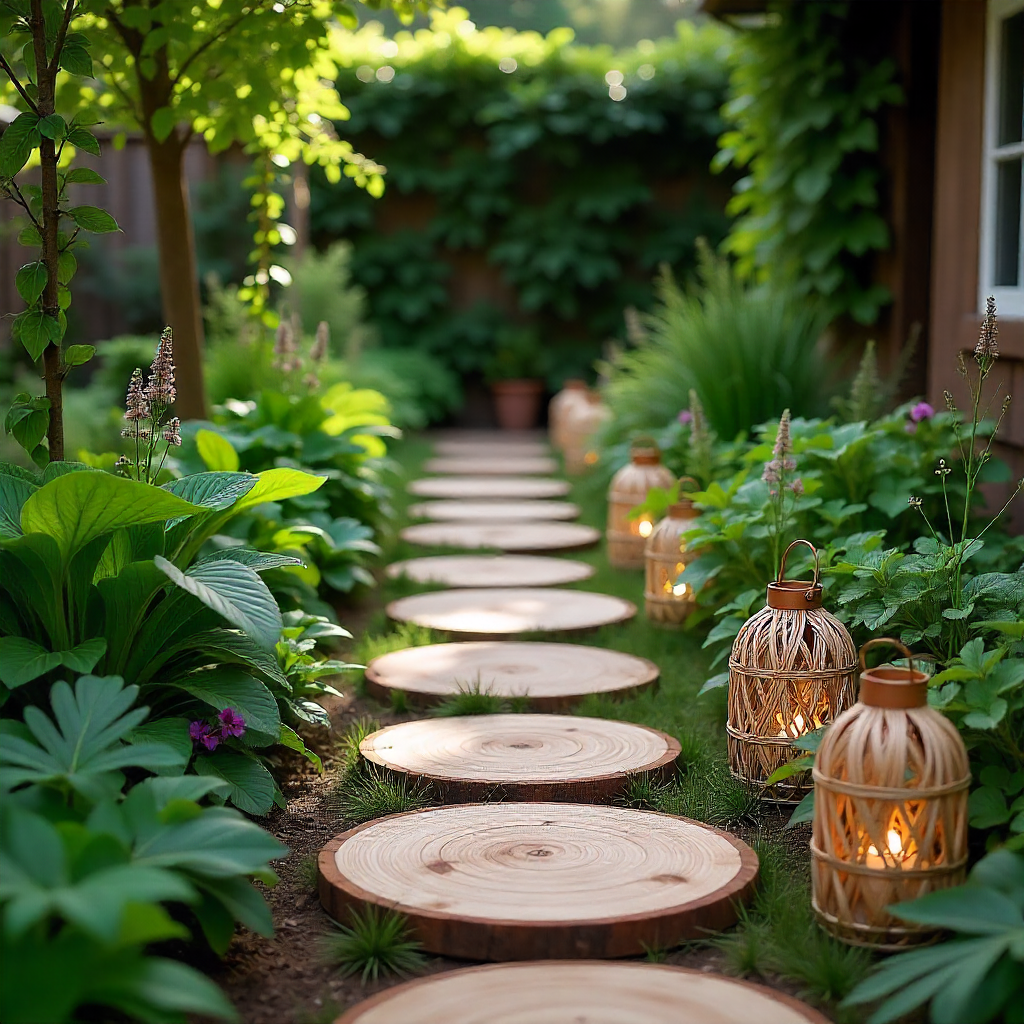 Add Wooden Stepping Boards Amidst Greenery