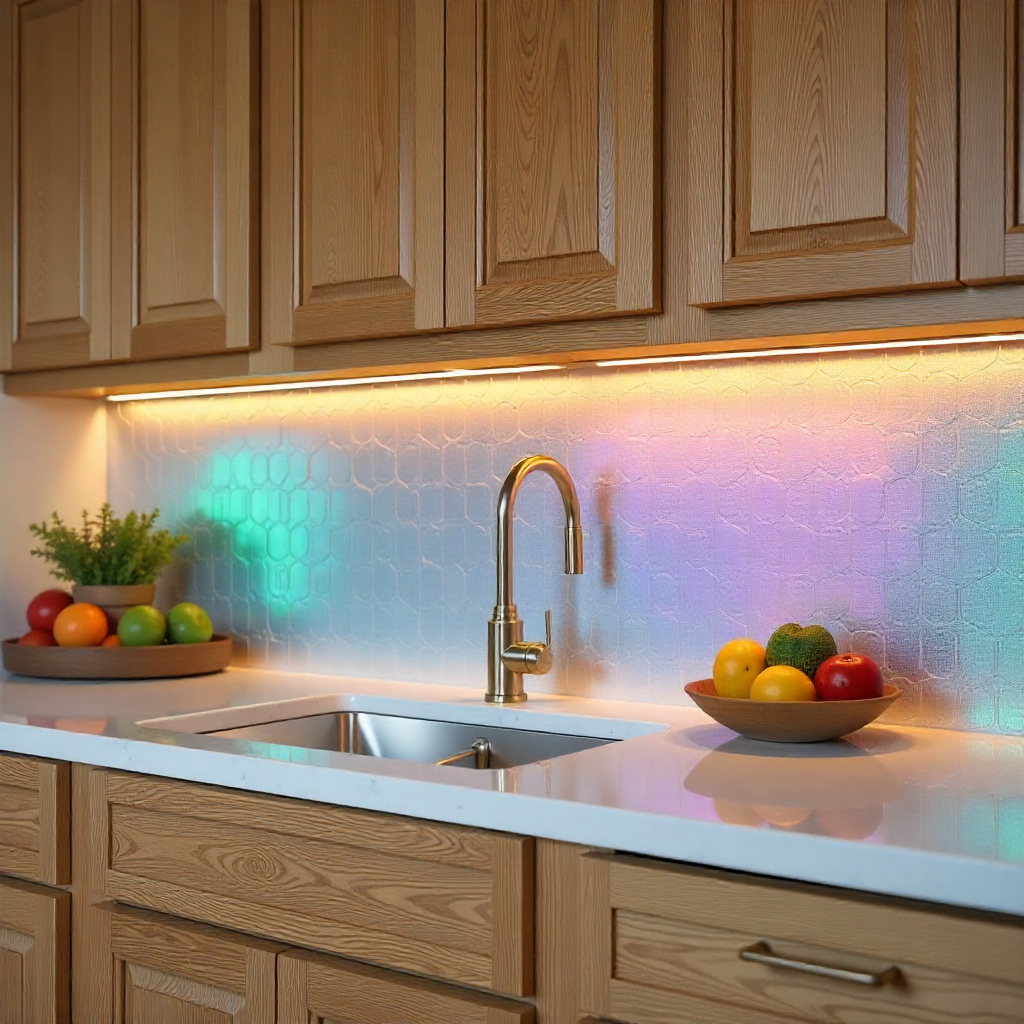 Backsplash with Oak Cabinets