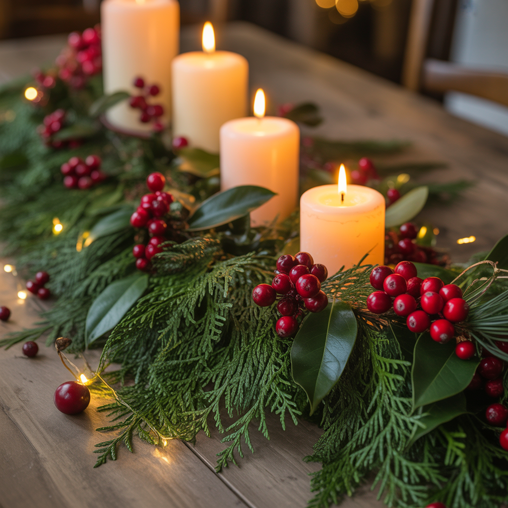 Christmas Centerpieces: 21 Stunning Ideas to Elevate Your Holiday Table 14 Berry and Candle Runner Christmas Centerpieces