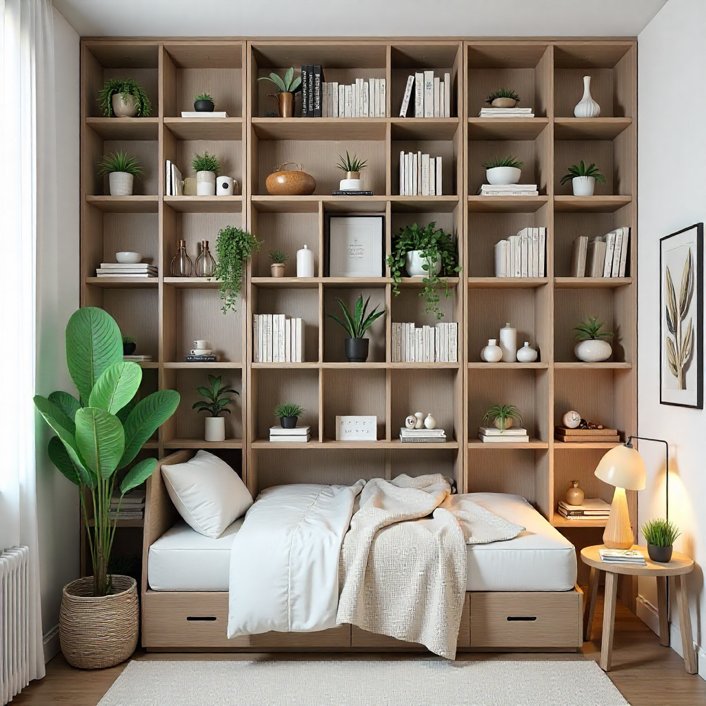 Bookshelf Room Divider for Studio Bedrooms