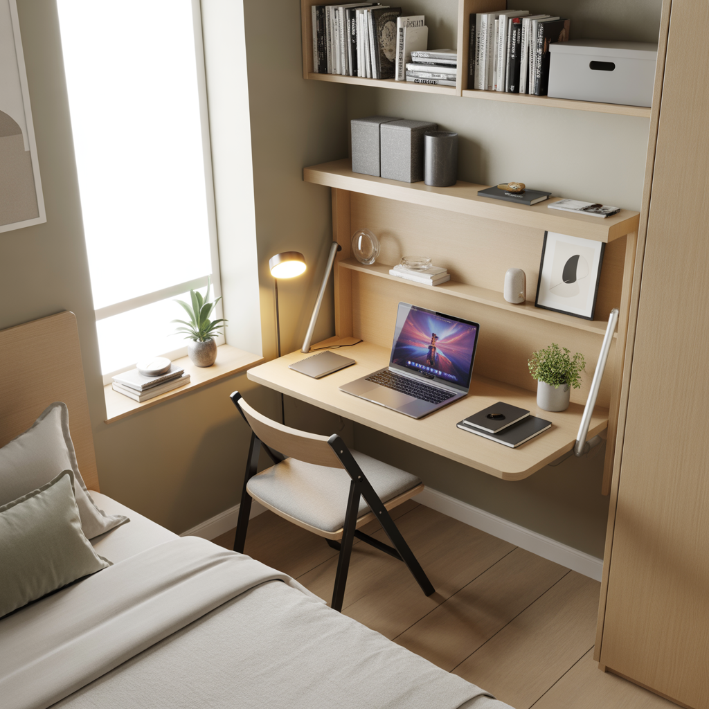 Small Shared Bedroom : 15 Creative Ways to Maximize Space and Style 8 Built-in Desks or Foldable Workstations