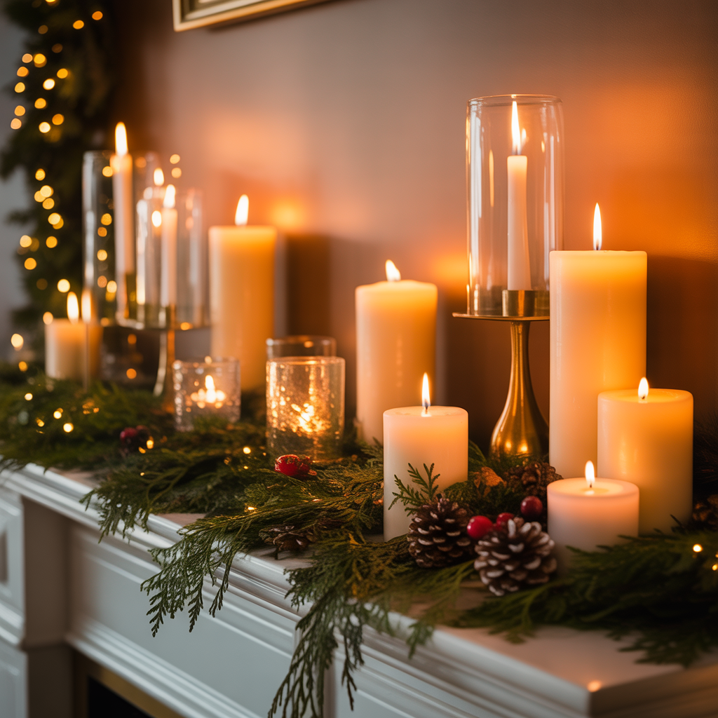Christmas Mantel: 14 Magical Decorating Ideas to Make Your Fireplace the Star of the Season 8 Candlelit Glow Mantel