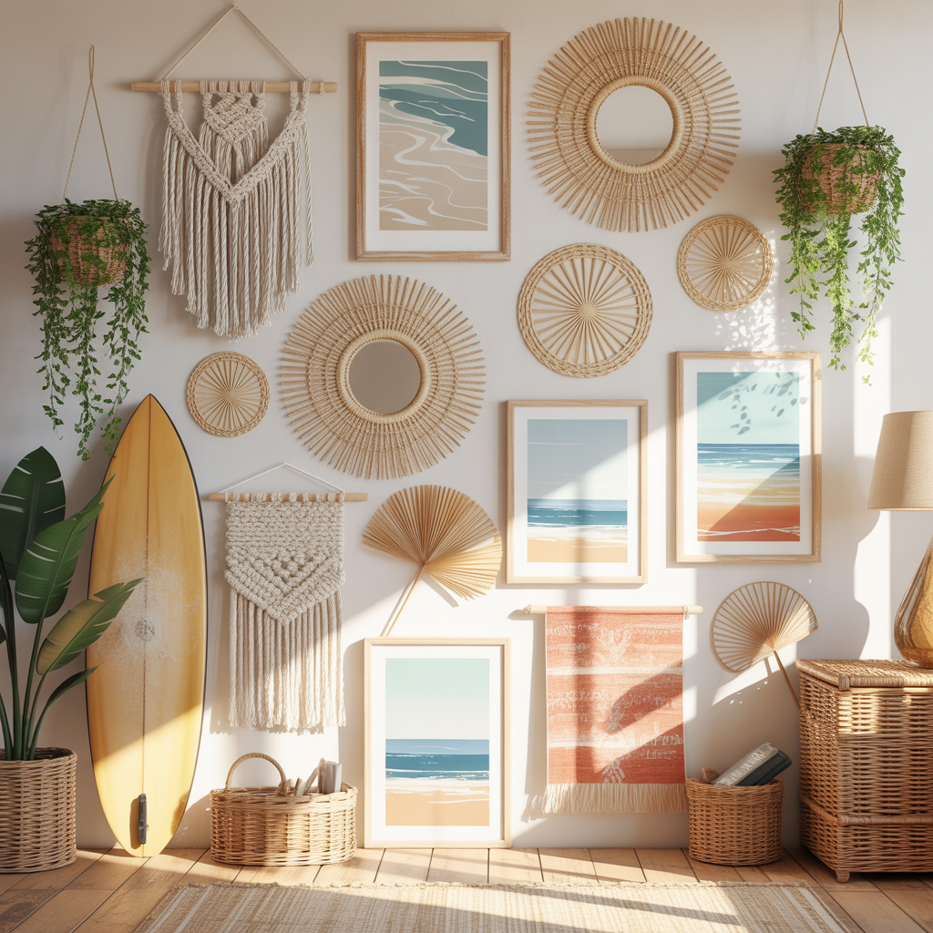 Boho Beach House: 14 Dreamy Ideas to Create a Relaxed Coastal Retreat 9 Coastal Boho Art and Wall Decor
