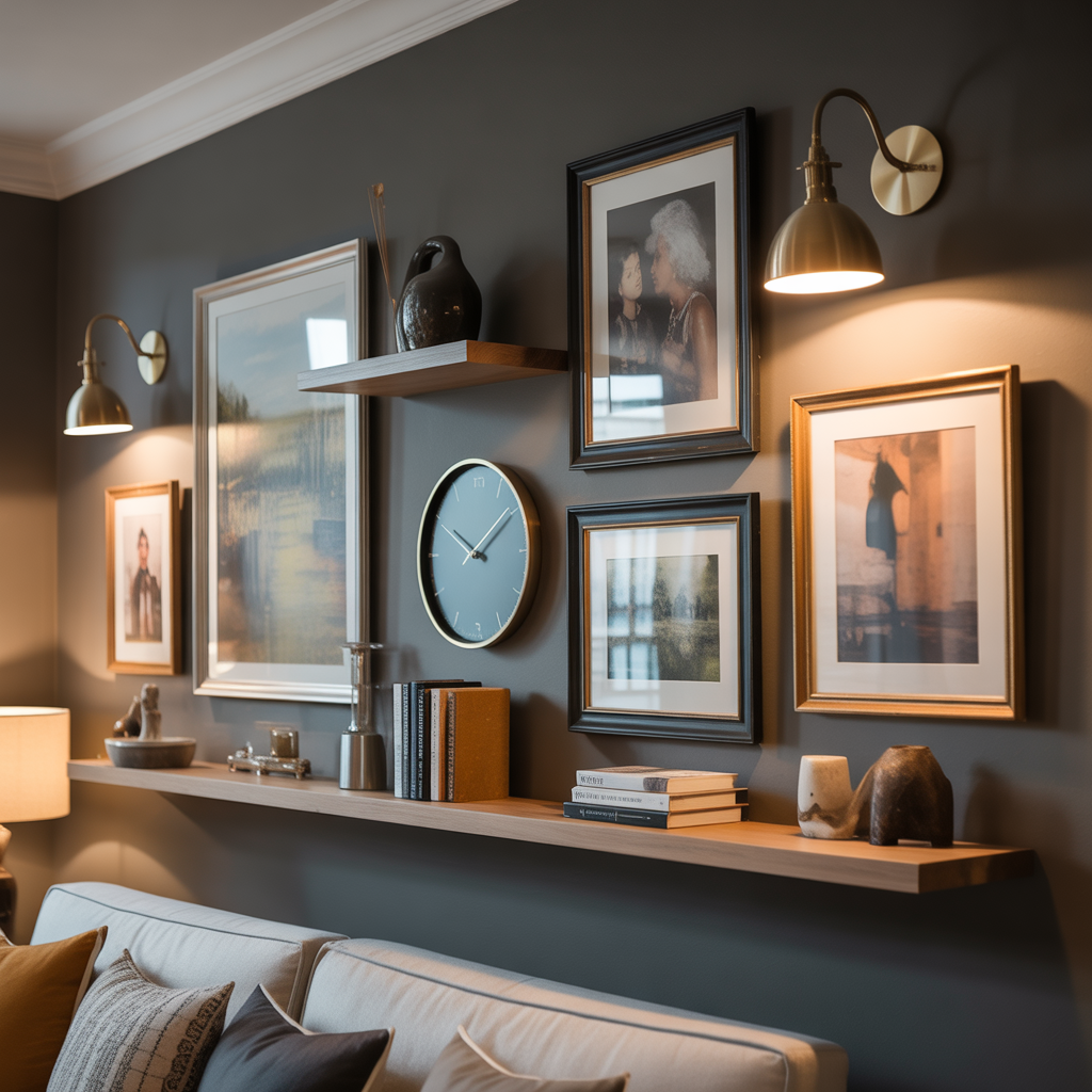 Living Room Gallery Wall: 15 Stunning Living Room Gallery Wall Ideas to Inspire Your Home 10 Combine Art with Functional Decor