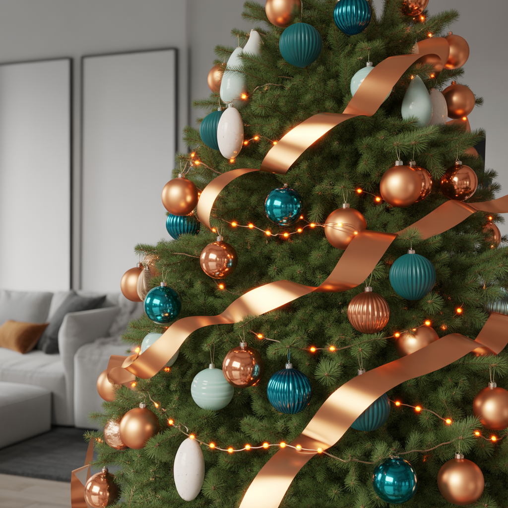Christmas Tree Color Schemes :15 Beautiful ideas You’ll Want to Try This Year 12 Copper and Teal Boldness Christmas Tree Color Schemes