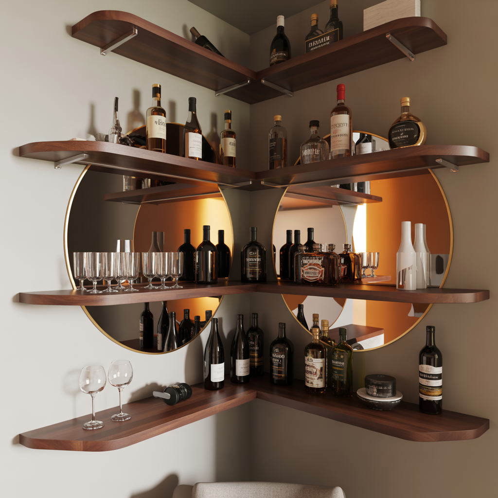 Corner Bar Shelves to Maximize Space