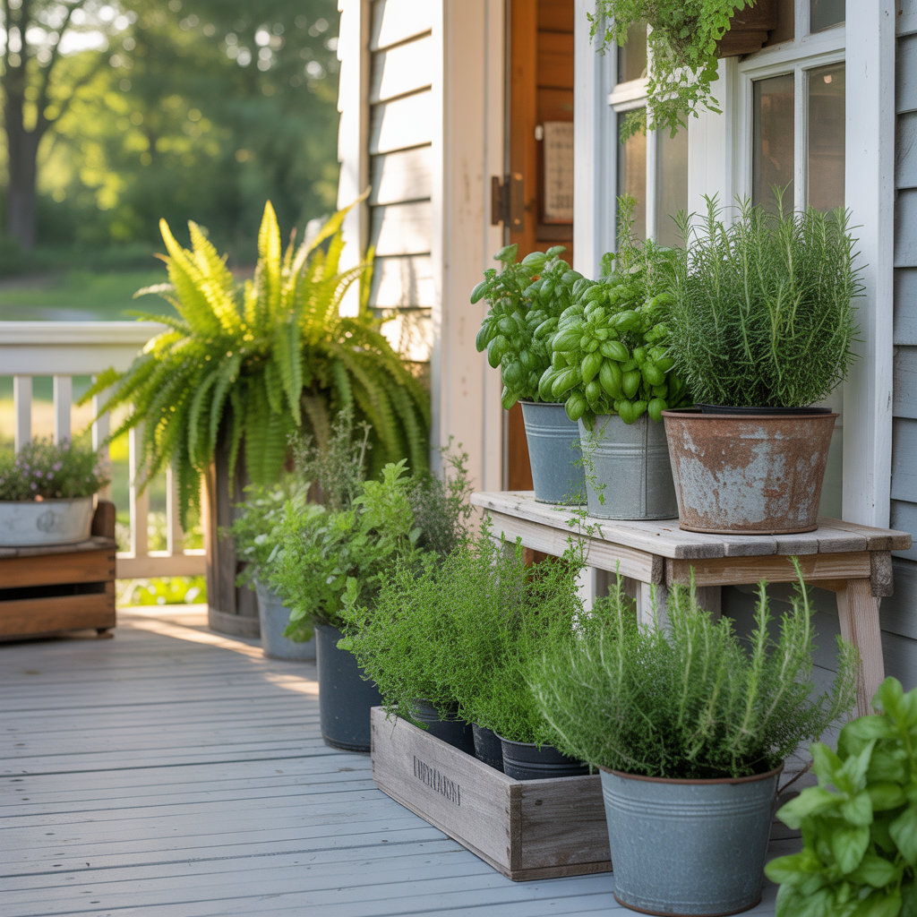 Display Potted Herbs and Greenery