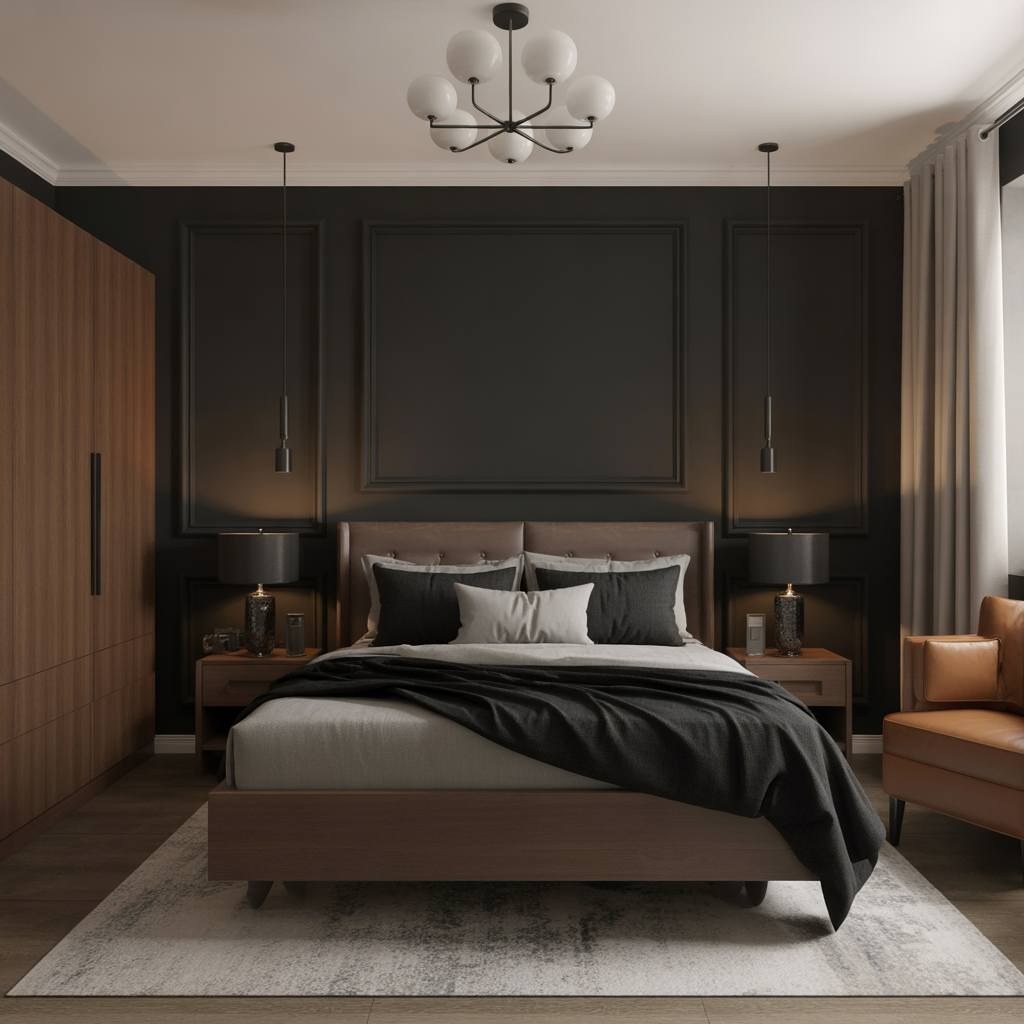 Black and Brown Bedroom: 25 Stunning Ideas for a Sophisticated Space 11 Elegant Black Walls with Brown Accents