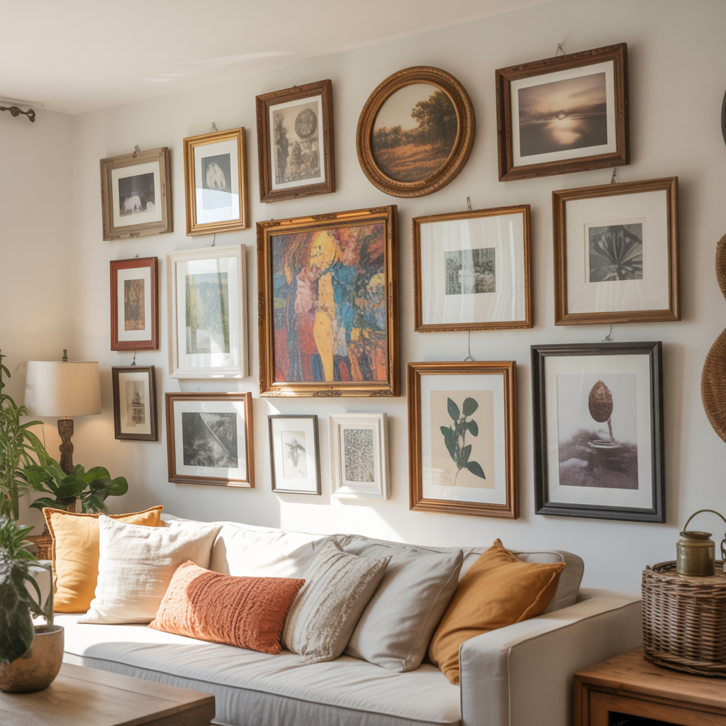 Living Room Gallery Wall: 15 Stunning Living Room Gallery Wall Ideas to Inspire Your Home 12 Embrace Asymmetry for an Organic Feel