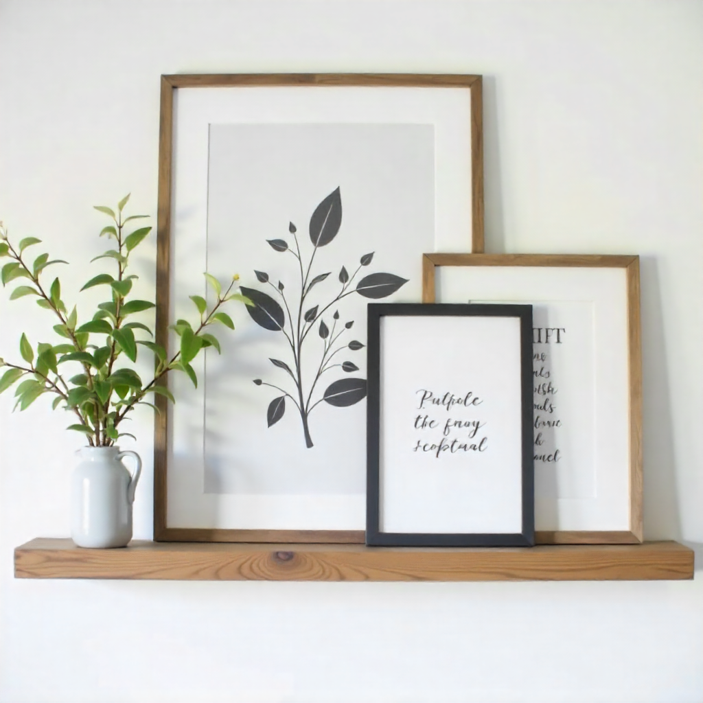 Farmhouse Mantel with Layered Artwork