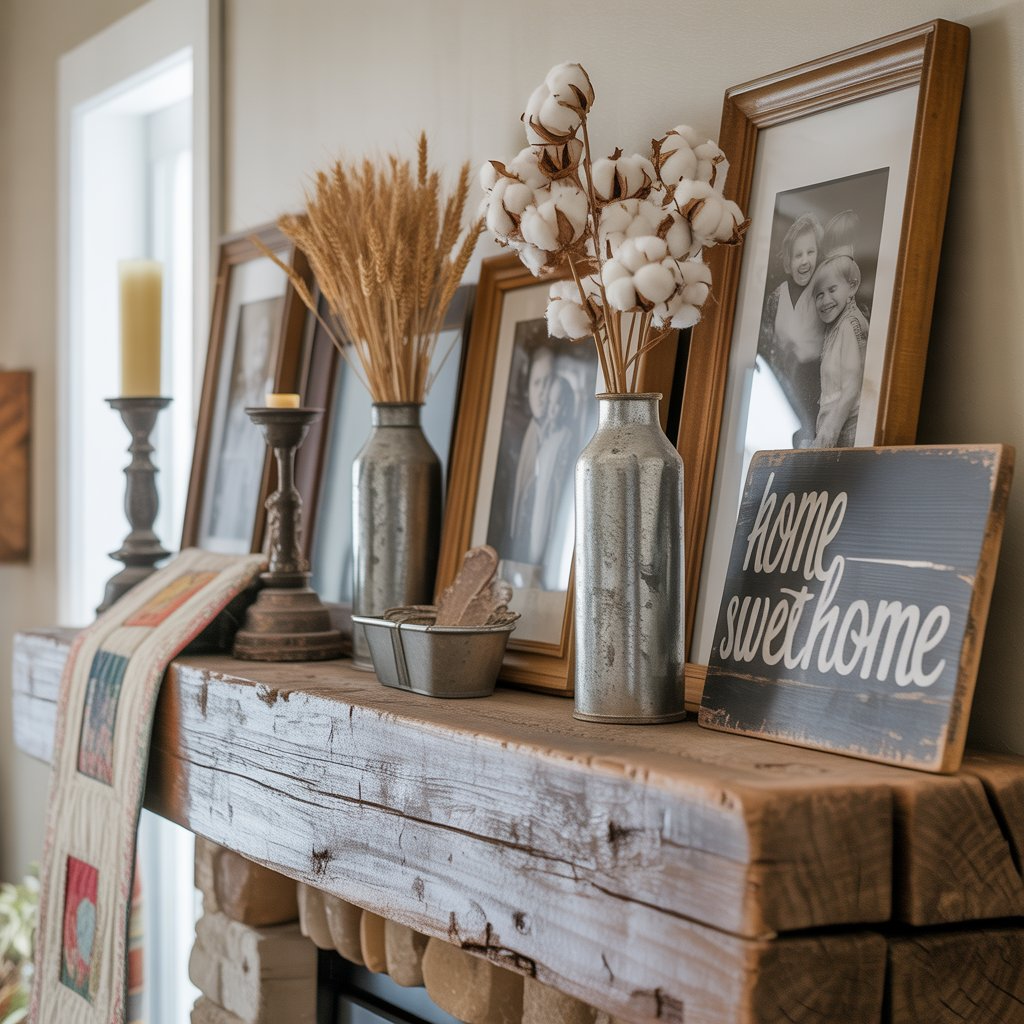 Farmhouse Mantel with Personal Touches