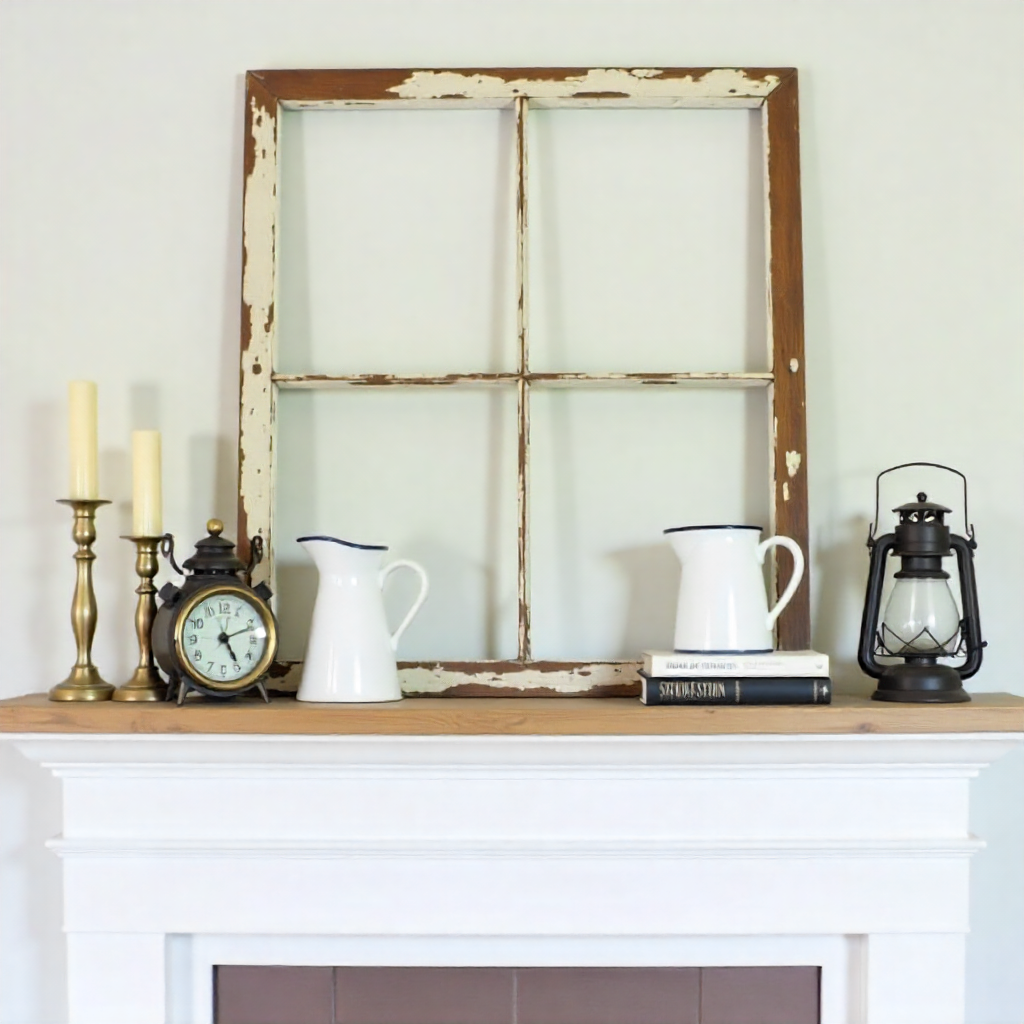 Farmhouse Mantel with Vintage Finds