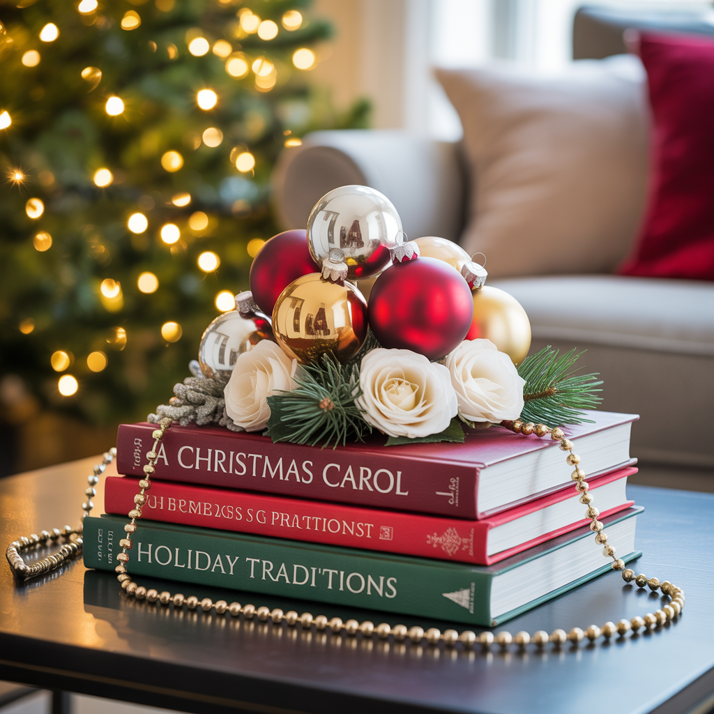 Festive Books and Ornaments