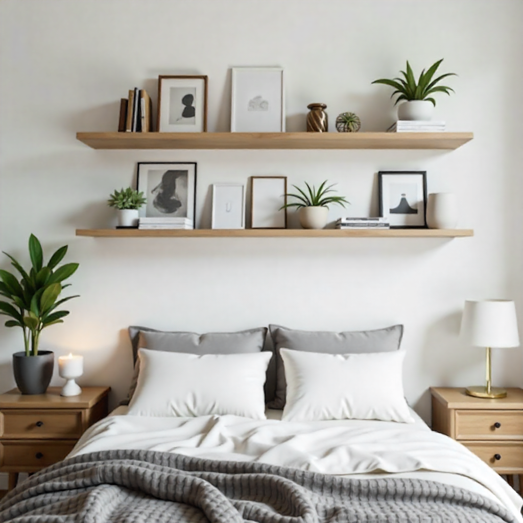 Floating Bedroom Bookshelves for a Minimalist Touch