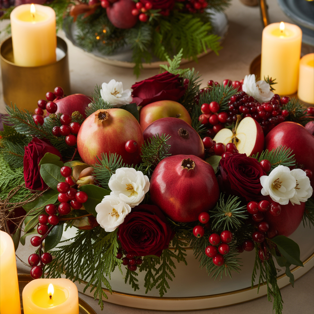 Christmas Centerpieces: 21 Stunning Ideas to Elevate Your Holiday Table 21 Floral and Fruit Fusion Christmas Centerpieces