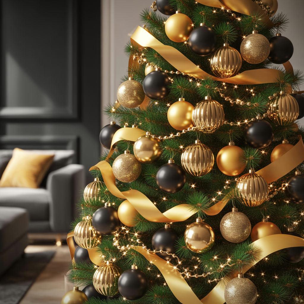 Christmas Tree Color Schemes :15 Beautiful ideas You’ll Want to Try This Year 4 Glamorous Black and Gold