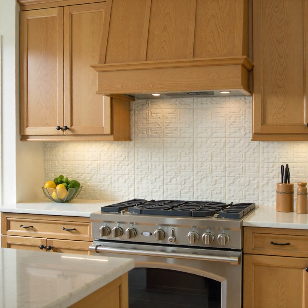 Glass Tile Brilliance with Oak Cabinets