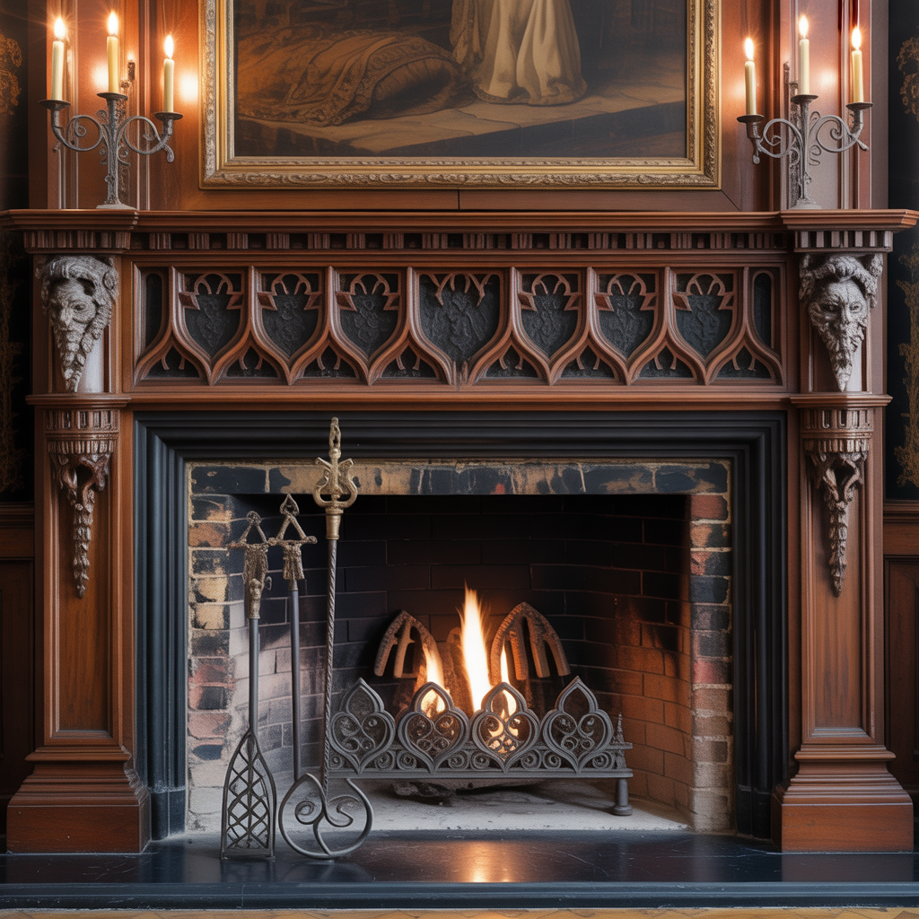 Gothic Mantel :16 Hauntingly Beautiful Ideas to Elevate Your Darkly Romantic Home 13 Gothic Fireplace Surround Enhancements