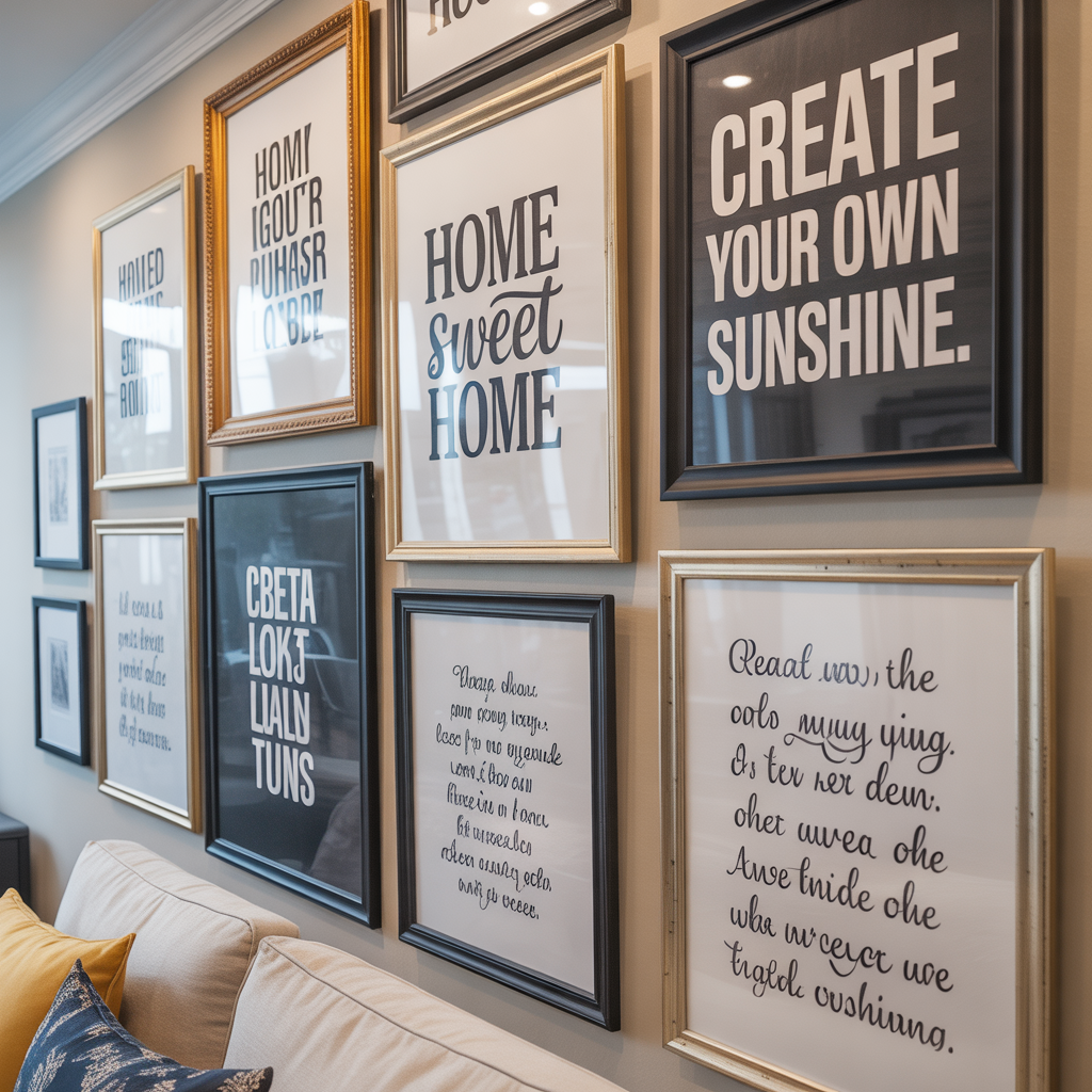 Living Room Gallery Wall: 15 Stunning Living Room Gallery Wall Ideas to Inspire Your Home 7 Incorporate Typography and Quotes
