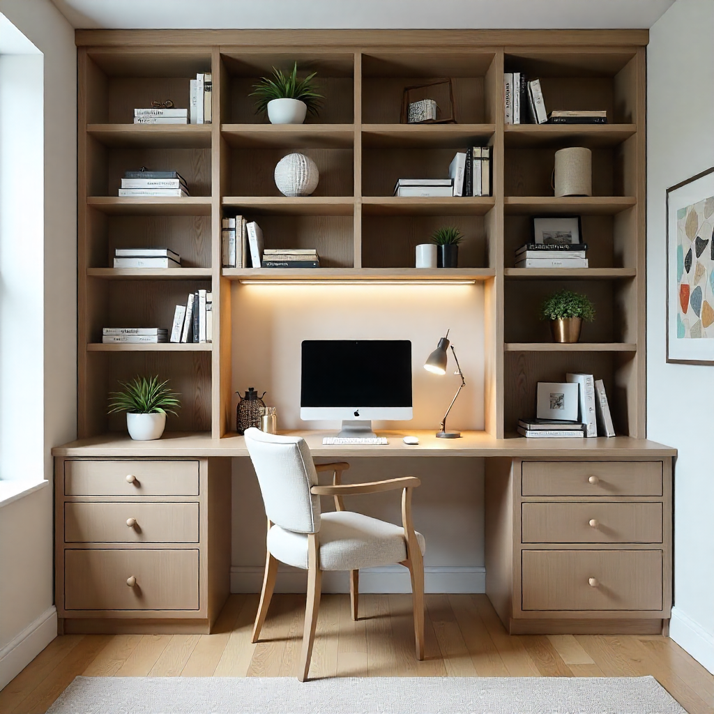 Integrated Desk and Bedroom Bookshelves