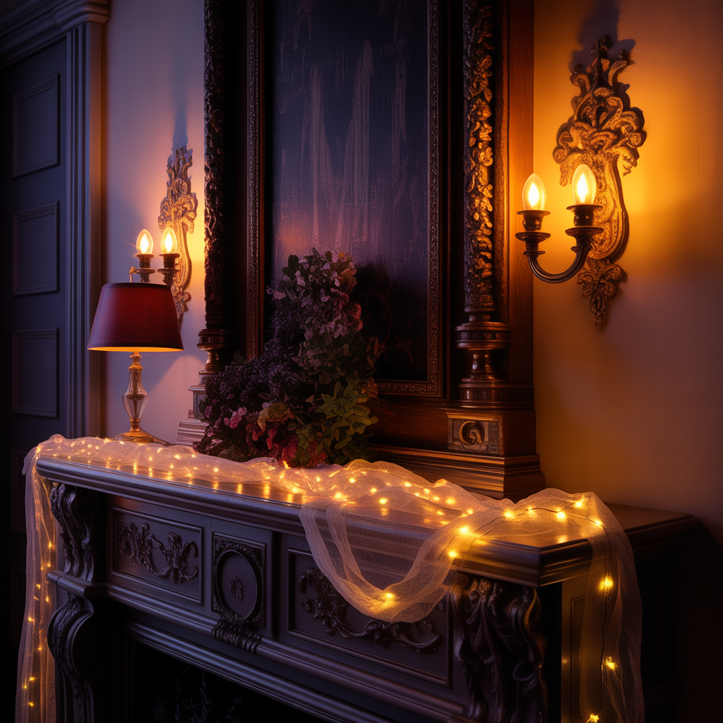 Gothic Mantel :16 Hauntingly Beautiful Ideas to Elevate Your Darkly Romantic Home 14 Layered Lighting Effects