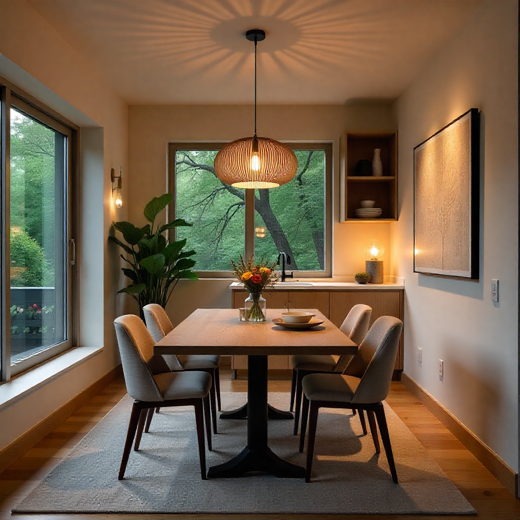 Small Kitchen Dining Area : 14 brilliant Ideas for Functional and Stylish Living 13 Layered Lighting for Warmth and Function