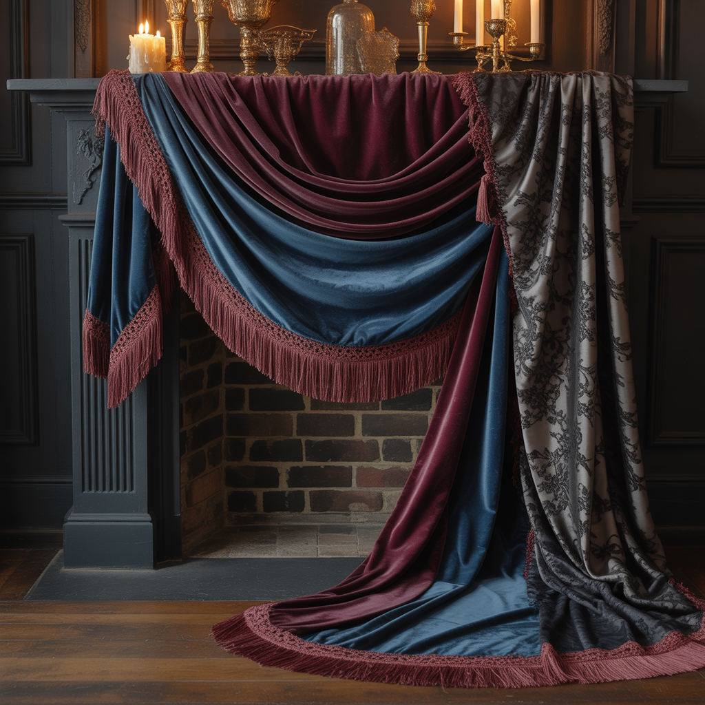 Gothic Mantel :16 Hauntingly Beautiful Ideas to Elevate Your Darkly Romantic Home 7 Layered Textures with Velvet and Lace