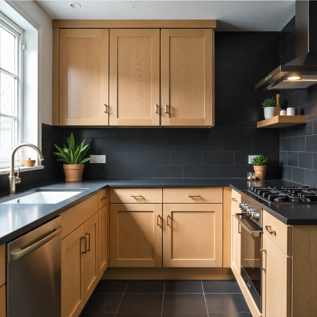 Matte Black Backsplash for Modern Contrast