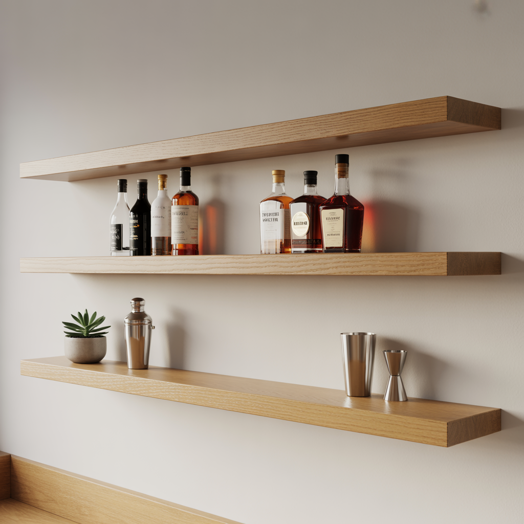 Minimalist Floating Wooden Shelves