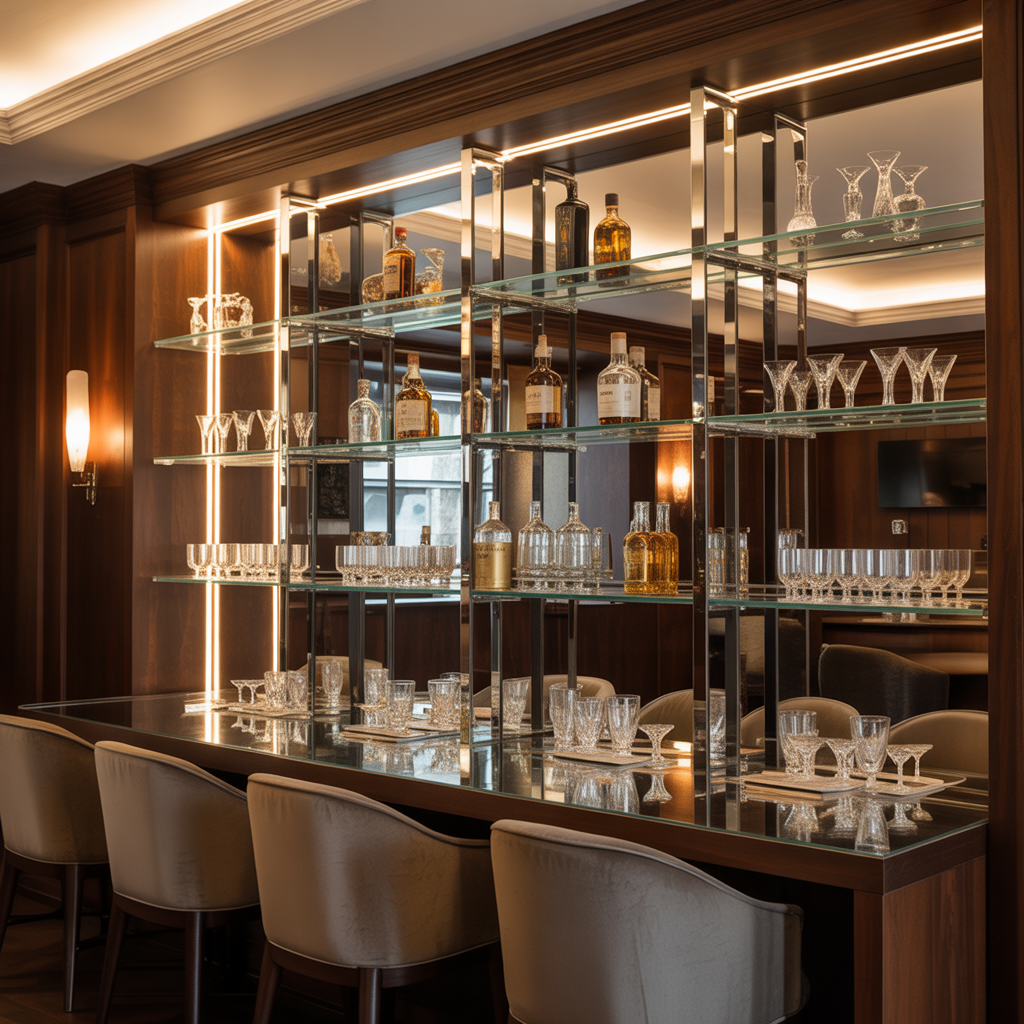 Mirror-Backed Shelving for Glamour