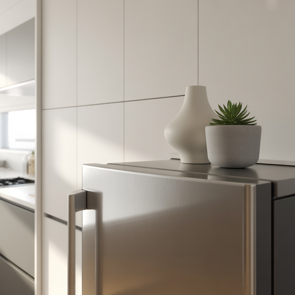 Fridge Top Decor :16 Ideas to Transform an Overlooked Space 16 Modern Minimalist Setup with Clean Lines