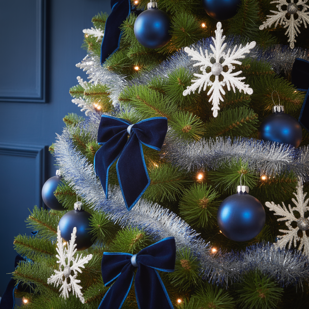 Christmas Tree Color Schemes :15 Beautiful ideas You’ll Want to Try This Year 5 Navy Blue and Silver Sophistication
