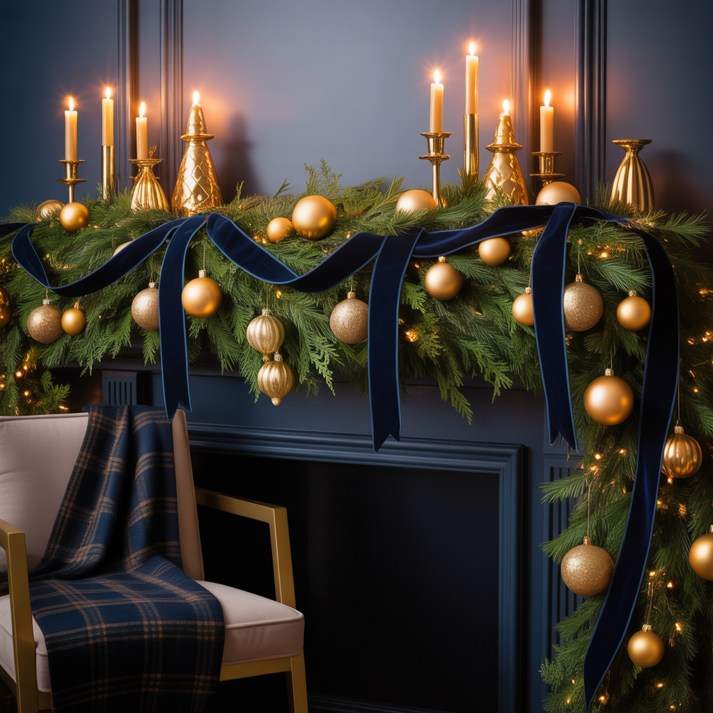 Christmas Mantel: 14 Magical Decorating Ideas to Make Your Fireplace the Star of the Season 12 Navy and Gold Regal Mantel