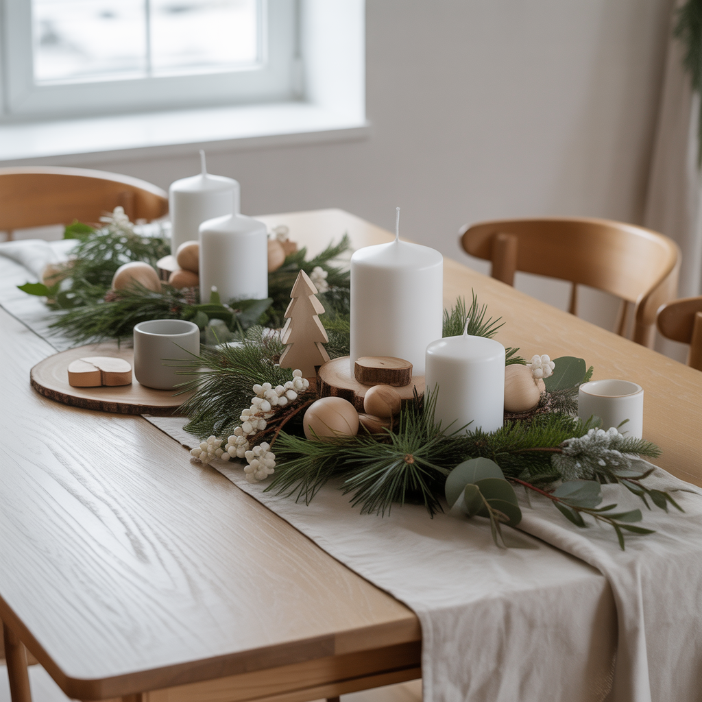 Christmas Centerpieces: 21 Stunning Ideas to Elevate Your Holiday Table 19 Neutral Scandinavian Simplicity Christmas Centerpieces