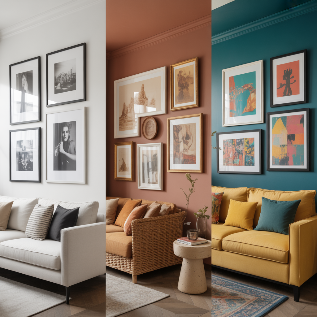 Living Room Gallery Wall: 15 Stunning Living Room Gallery Wall Ideas to Inspire Your Home 11 Play with Color Palettes