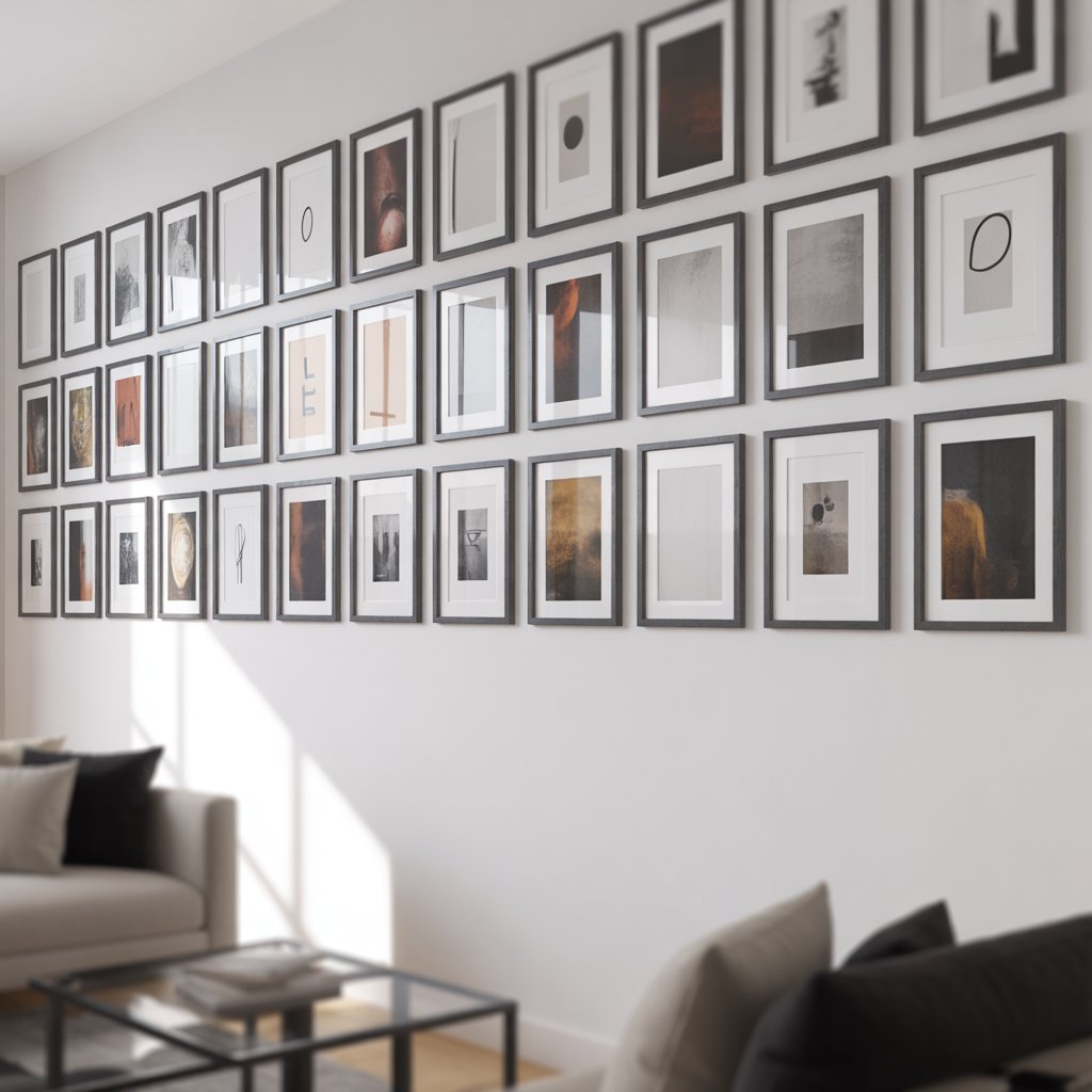 Living Room Gallery Wall: 15 Stunning Living Room Gallery Wall Ideas to Inspire Your Home 4 Play with a Grid Layout for a Modern Feel