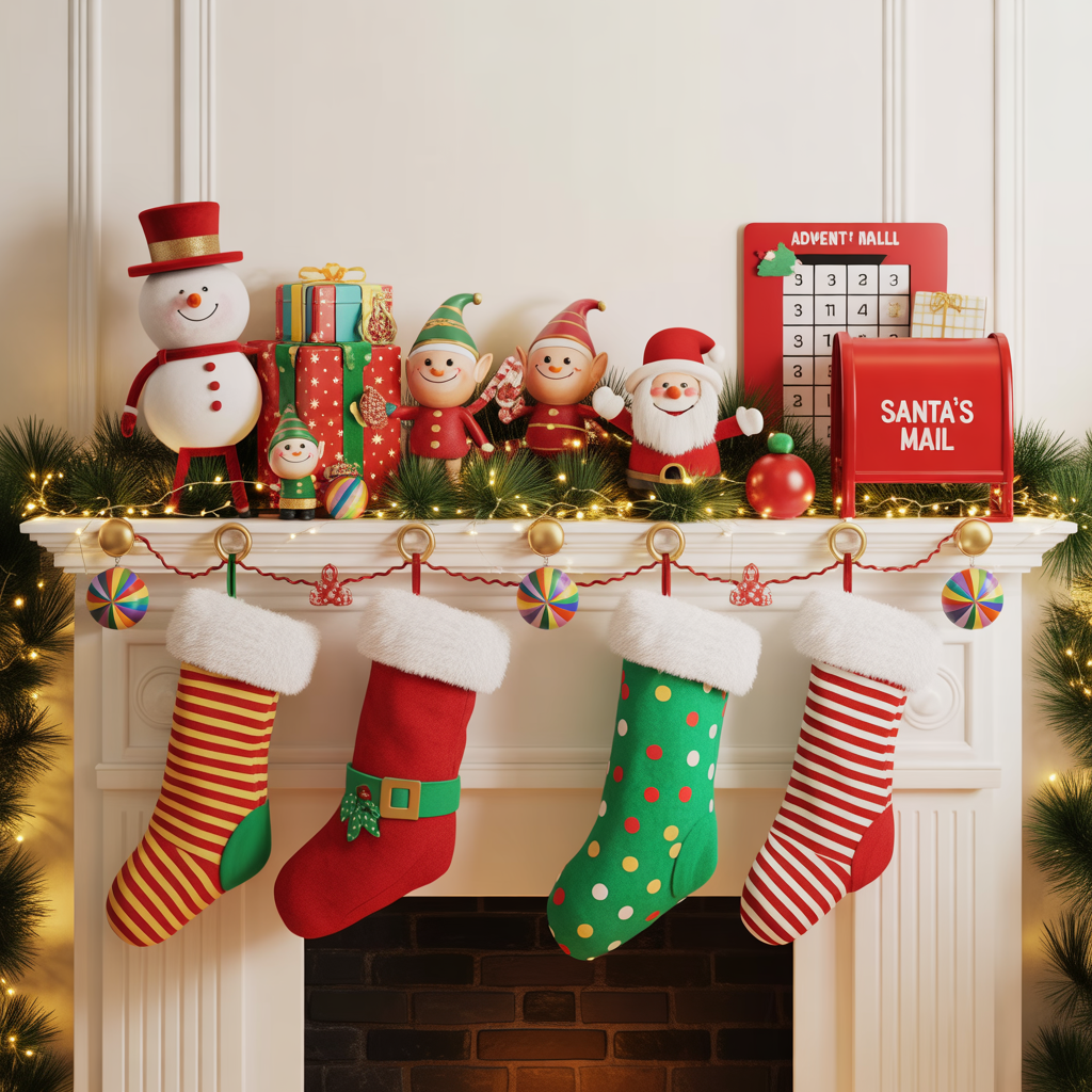 Christmas Mantel: 14 Magical Decorating Ideas to Make Your Fireplace the Star of the Season 9 Playful Family-Friendly Mantel